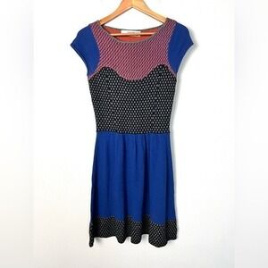 Anthropologie Sparrow Intarsia Sweater Dress Womens XS Wool Knit Colorful Twee